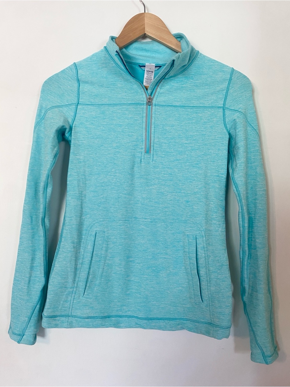 Ivivva Lululemon 1/4 Zip long sleeve training Activewear Pullover Shirt 12 mint